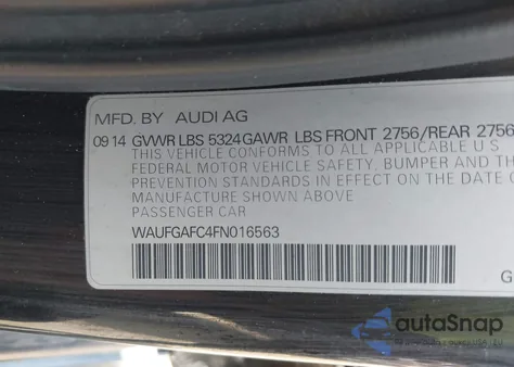 2015 Audi A6 3.0T Premium Plus z USA, uszkodzony, nr VIN WAUFGAFC4FN016563